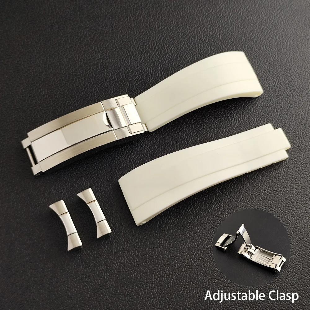 20-mm-Uhrenarmband mit gebogenen Enden, verstellbares Gummi-Uhrenarmband, passend für 20-mm-Breite VK63-Gehäuse, Uhrenteile für Herren – Detail 4