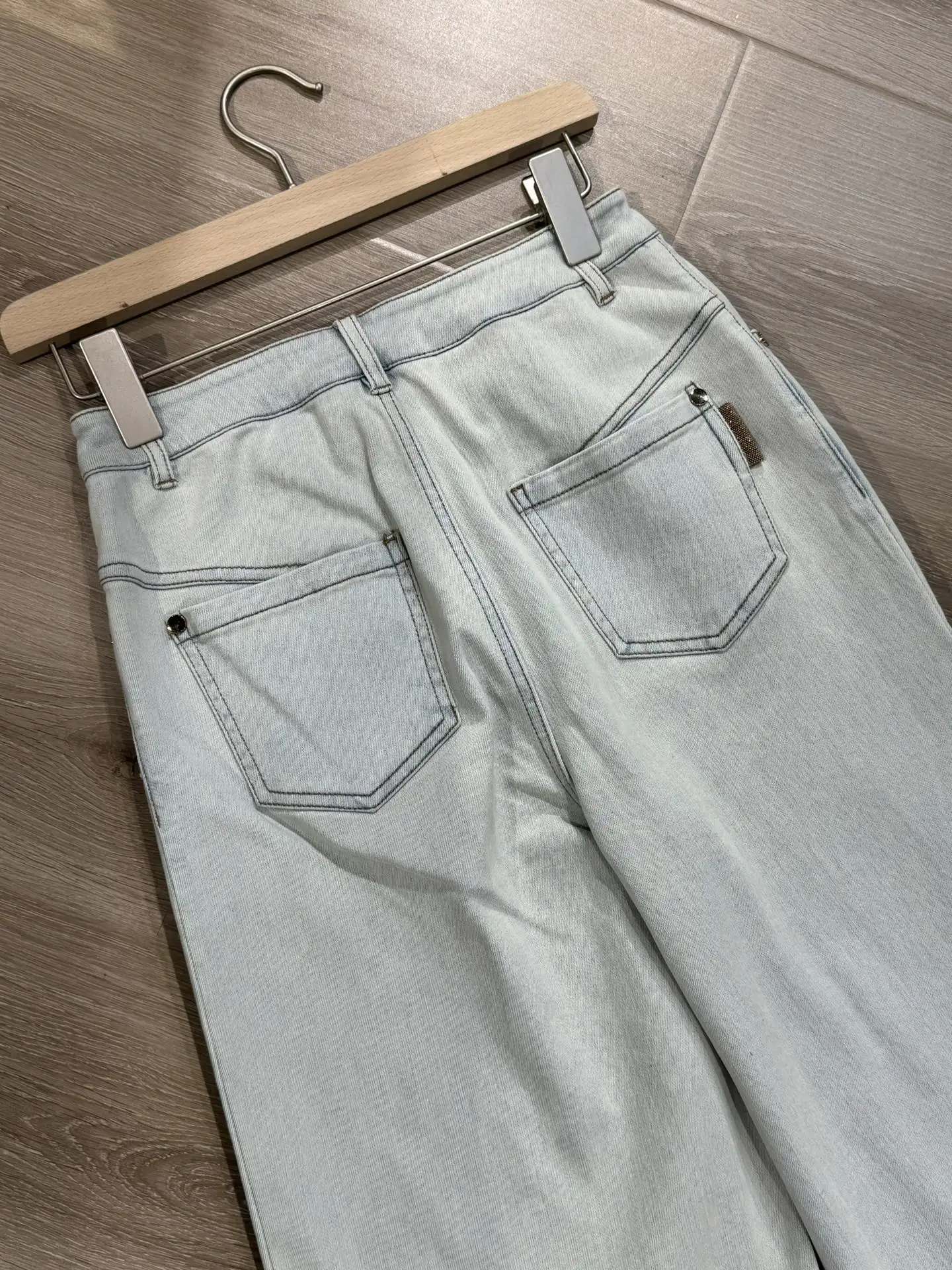 Pantalones vaqueros de algodón para mujer, Pantalón elástico, cintura alta, pierna ancha, recto, suave, suelto, largo, otoño, B * C