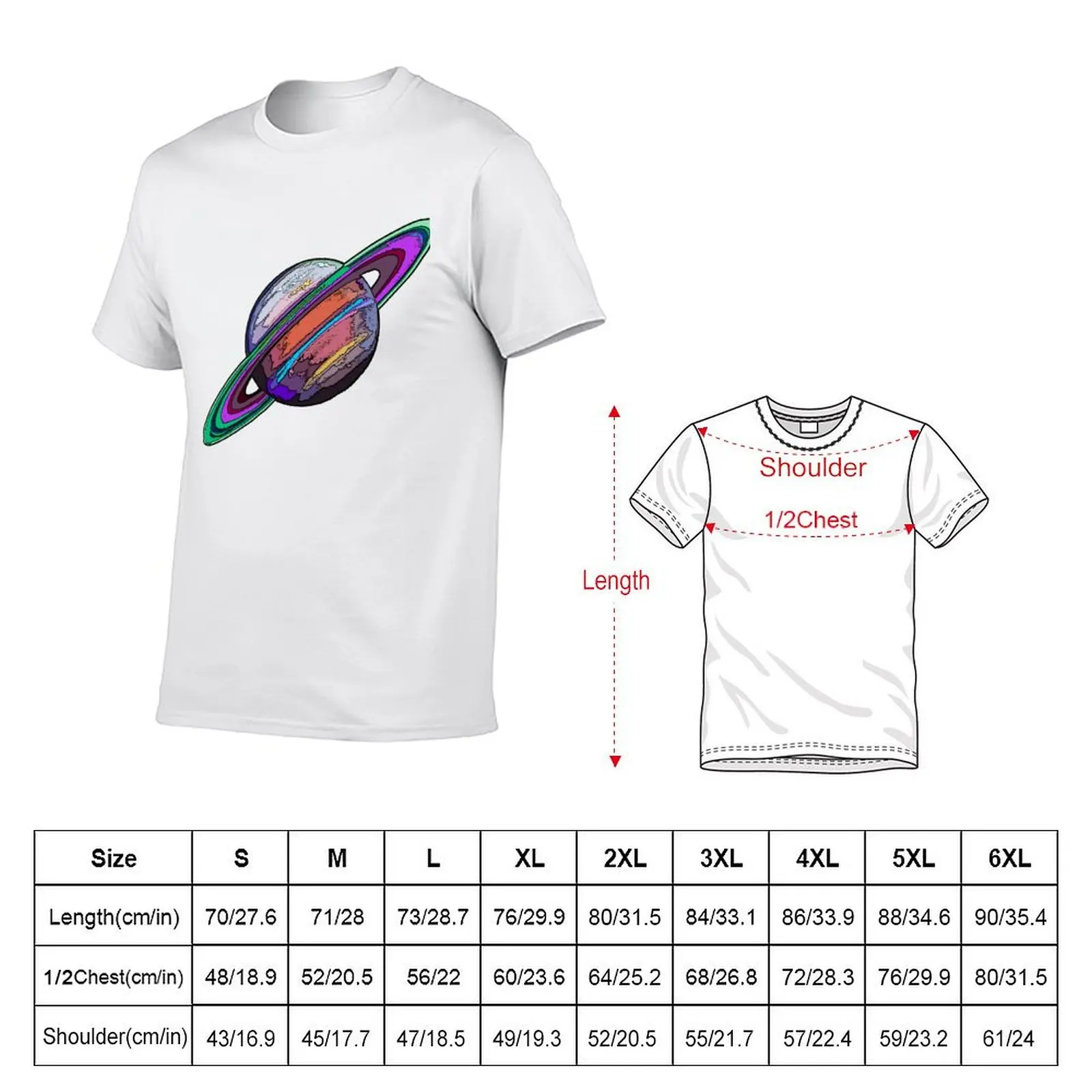 Saturn: The Ringed Planet T-Shirt essential t shirt t shirt men 100% cotton luxury brand funny t shirts dark humor T-Shirt