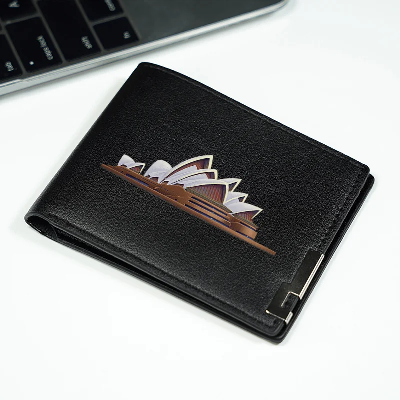Portafoglio da uomo in PU Sydney Opera House Design Stile business minimalista Leggero Durevole Accessorio di moda per l'uso quotidiano