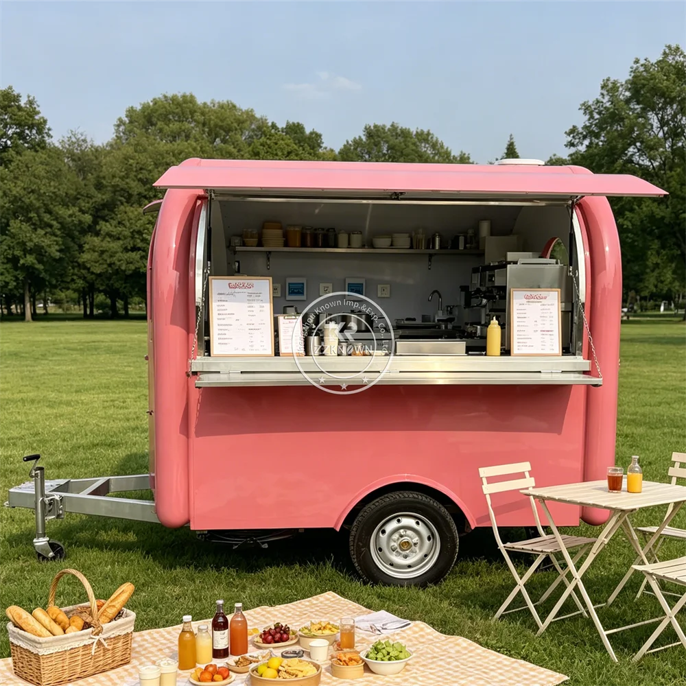 

Hot Sale Custom Mobile Food Trailer Concession Trailer Street BBQ Grill Burger Food Truck With Stainless Kitchen System