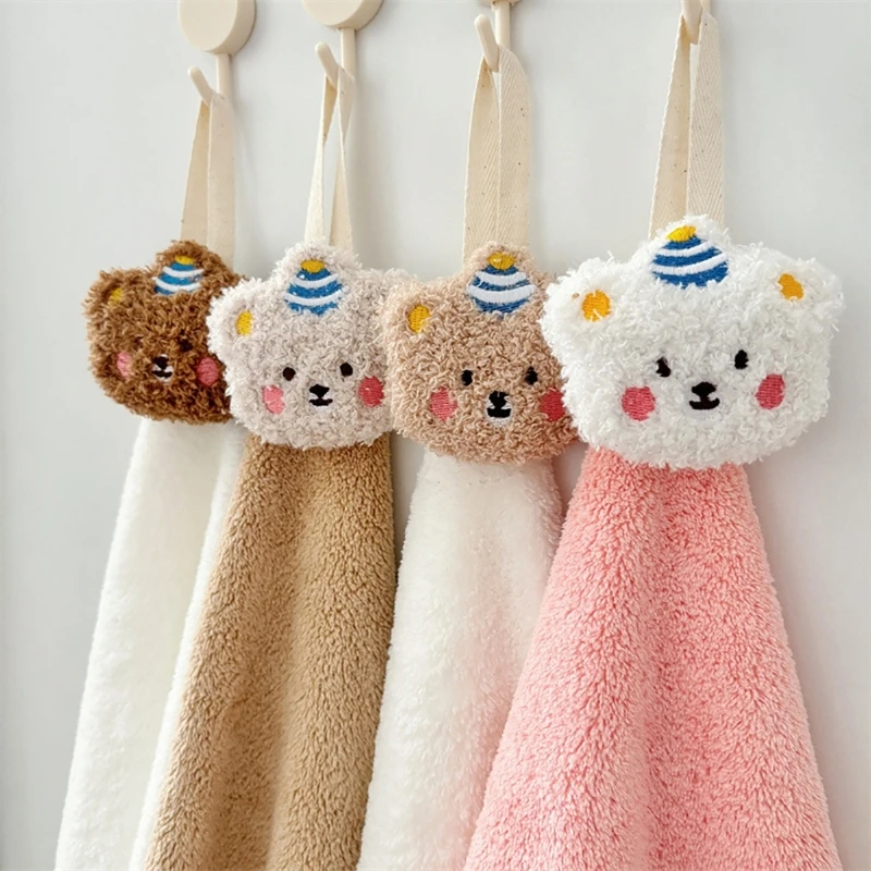 Cartoon Bear Print Towel Quick Drying Soft Wiping Towel Cotton for Face & Hands