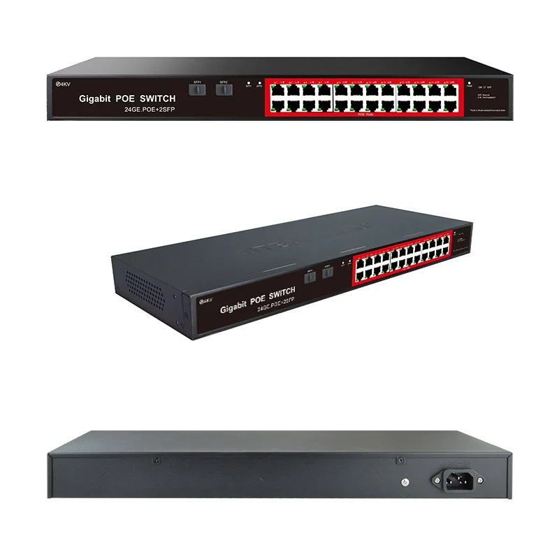 CCTV System Unmanaged Poe Switch Digital Video Camera 10 100 1000mbps 24 Port 10G Store Status Rohs MAC Support Transmission