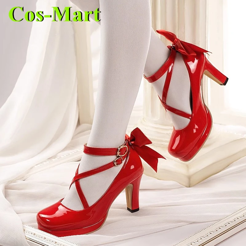 Cos-Mart Puella Magi Madoka Magica Kaname Madoka รองเท้าคอสเพลย์ Universal Combat Boots เล่นบทบาทใช้อุปกรณ์เสริม