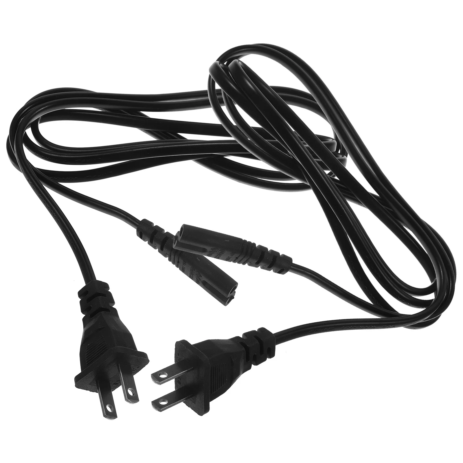 

2pcs Us Plug Power Prong Extension Cable For Radio Lamp Pc Appliance Long Thin Black Replacement Cord Dual Flat Plug