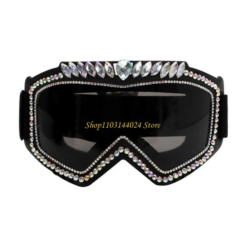 

N5KE Vintage Rhinestones Goggles Cycling Sunglasses Colorful Sun Protecting Glasses