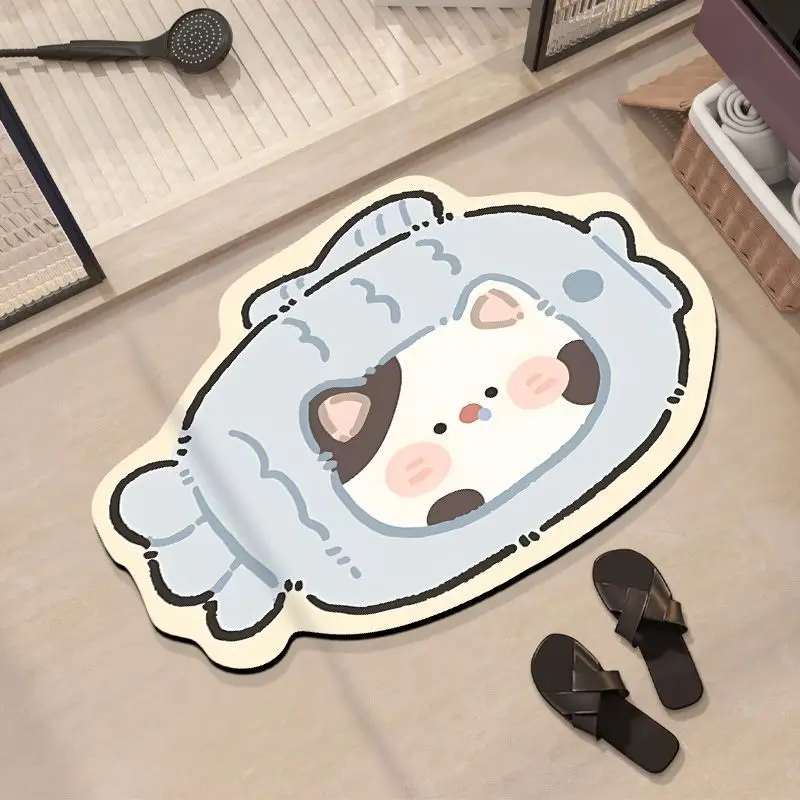 

Милый мультяшный впитывающий коврик из диатомовой грязи, коврик для ванной комнаты, коврик для унитаза, кухонная дверь, нескользящий коврик для ног, дверной коврик