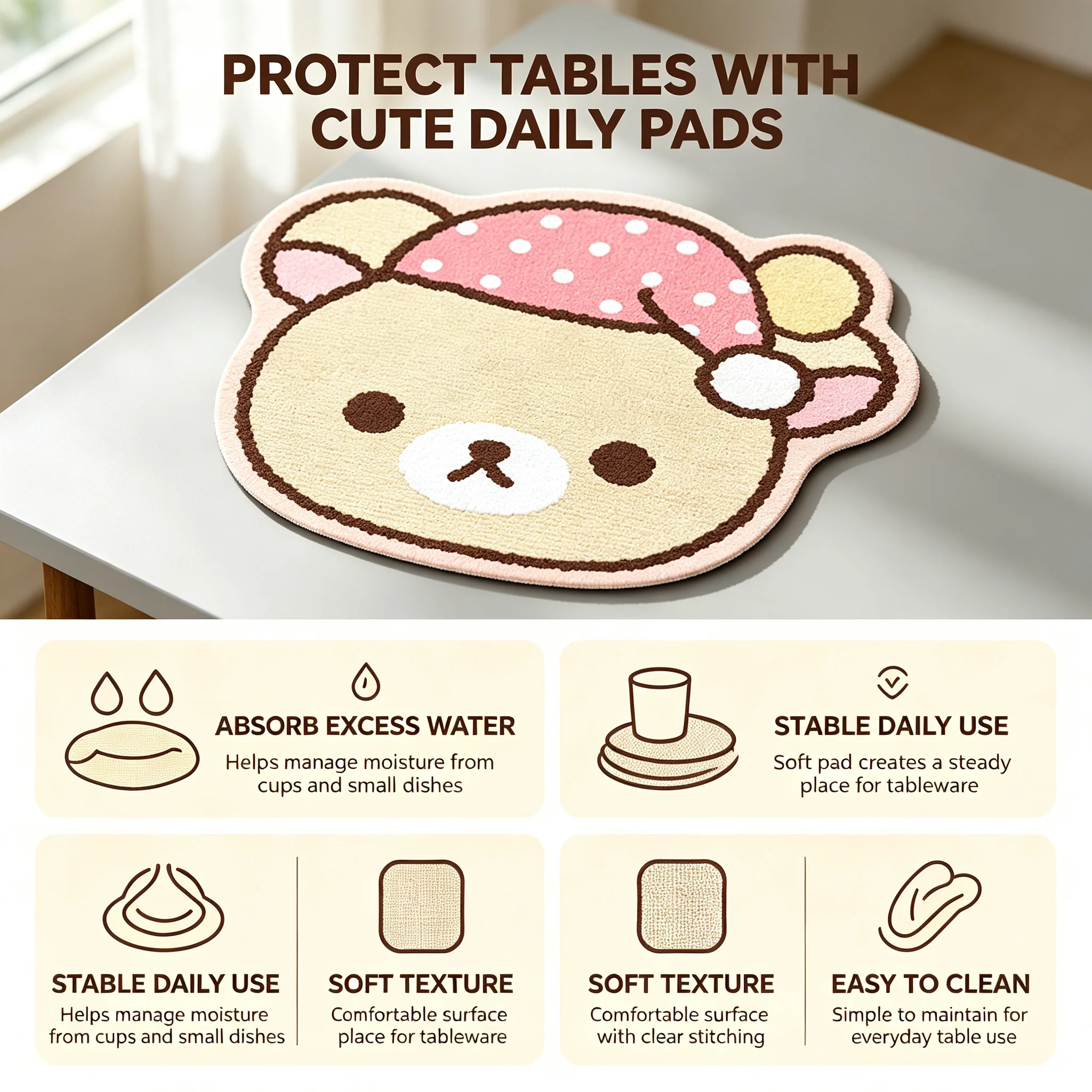 Commercial Kitchen Table - Cute Cartoon Diatomaceous Earth Draining Mat