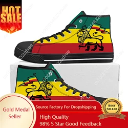 Reggae Rastafarian Rasta Rastafari Lion Of Judah High Top Sneakers Mens Womens Teenager Canvas Sneaker Casual Shoes Custom Shoe