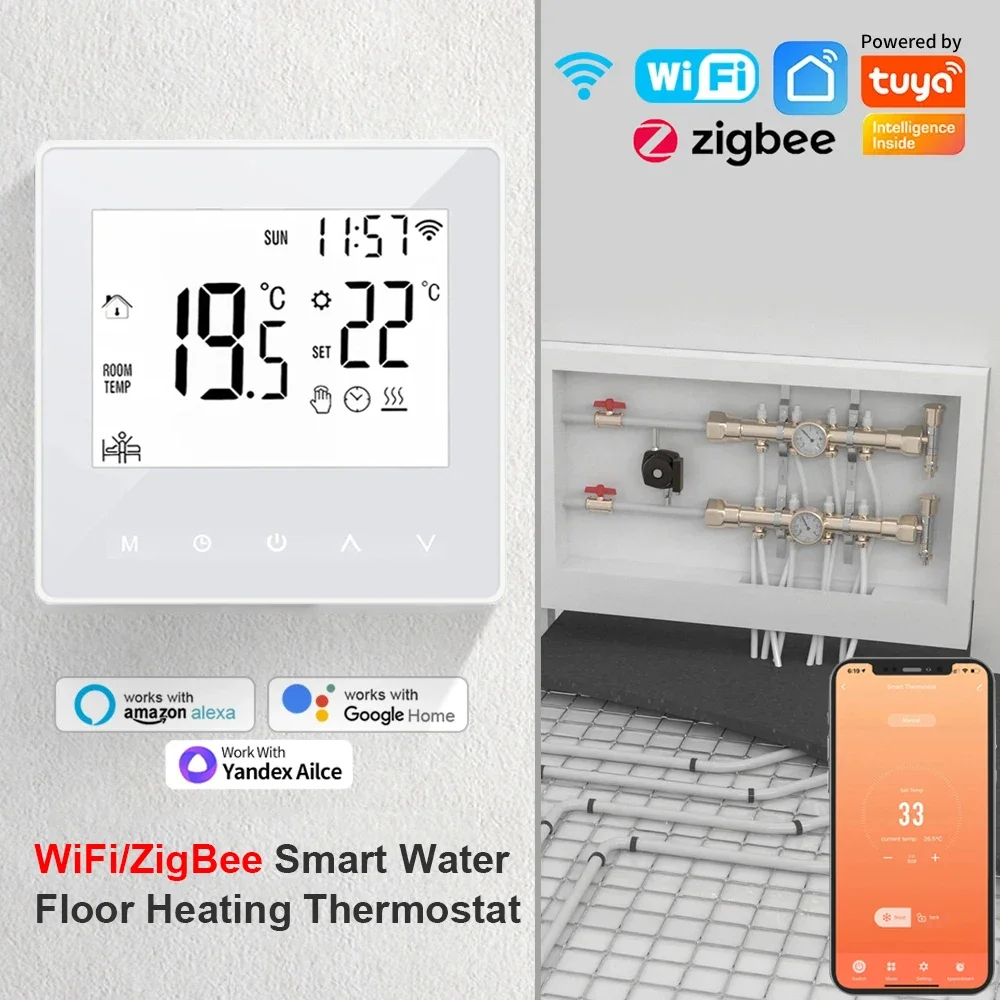 WiFi Zigbee Smart Thermostat Electric Floor Heating Water/Gas Boiler Temperature Control Work With Tuya Smart APP Alexa Google