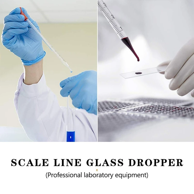 Droppers Glass Droppe Drip Pipette Liquid Pipettes Set Clear Scale Measuring Pipettes for W/ Cleaning Brush for Laborato