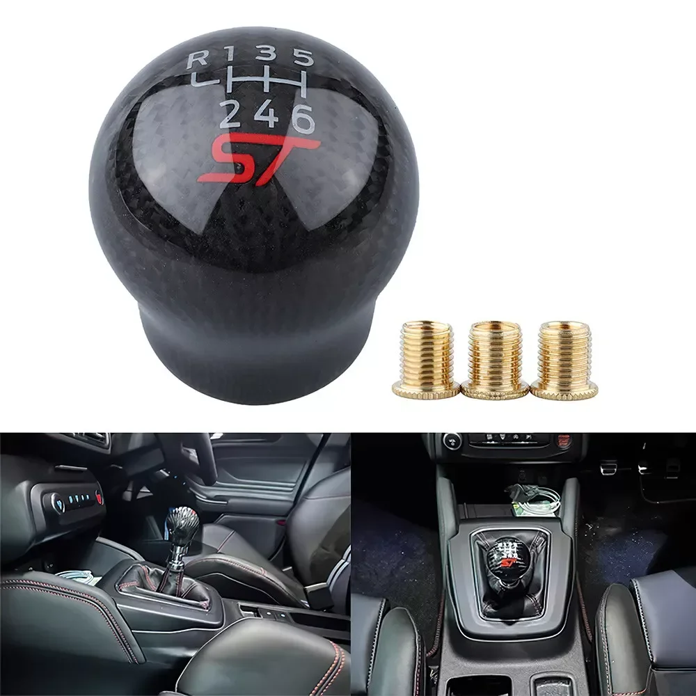 6 Speed Racing Carbon Fiber Gear Shift Knob Car Manual Transmission for Ford Focus Fiesta MK7 MK8 ST Shift Knob Car Accessories