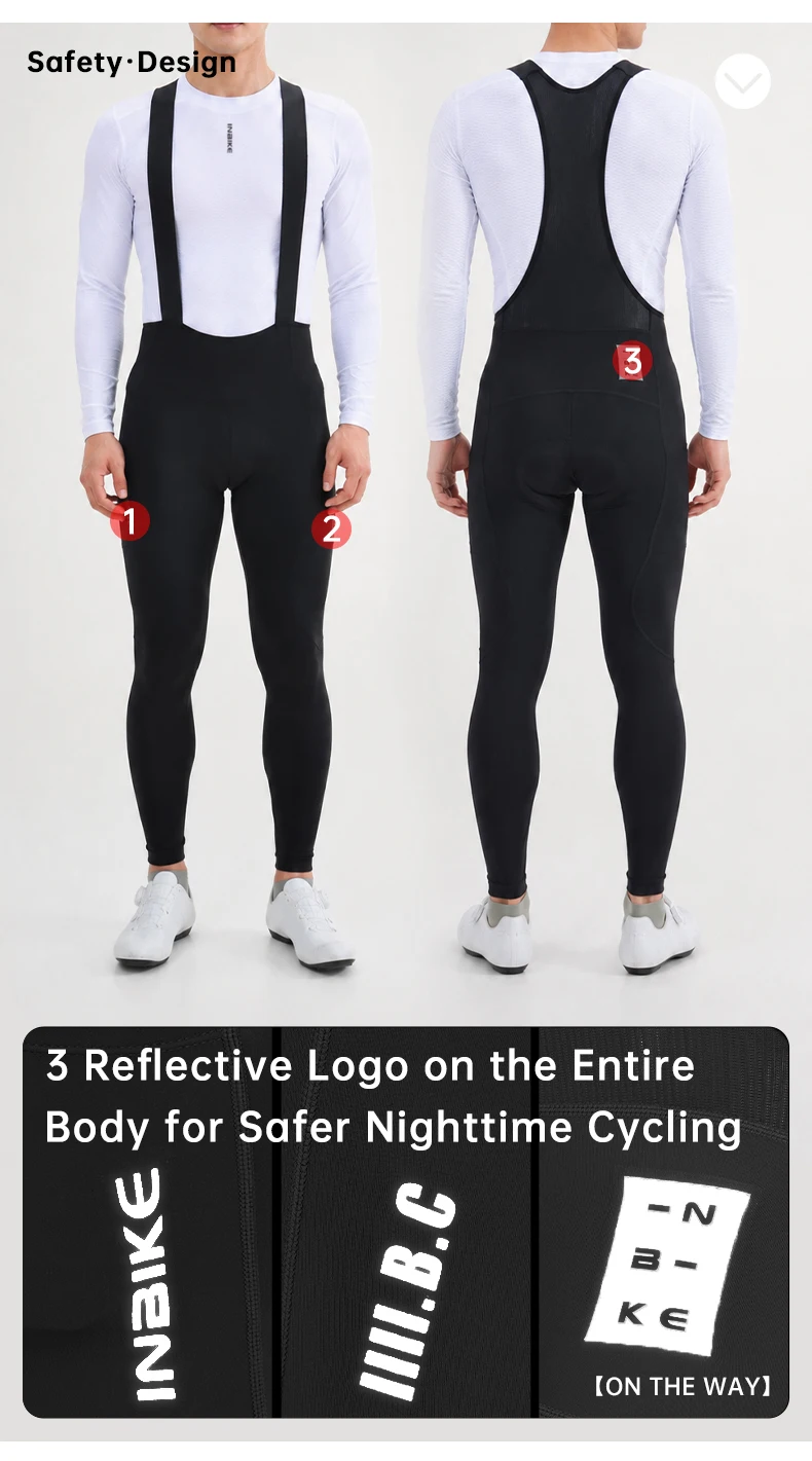 INBIKE Radsport-Fleece-Latzhose für Herren, Herbst-Winter, warme Radsport-Latzhose, thermische winddichte Fahrradhose, Fahrrad-Reithose – Detail 10