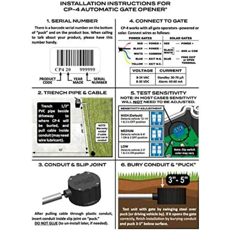 نظام استشعار عصا الخروج المجاني للممر الذكي CP-4 مع كابل قدم 100 بوصة لفتحات البوابة