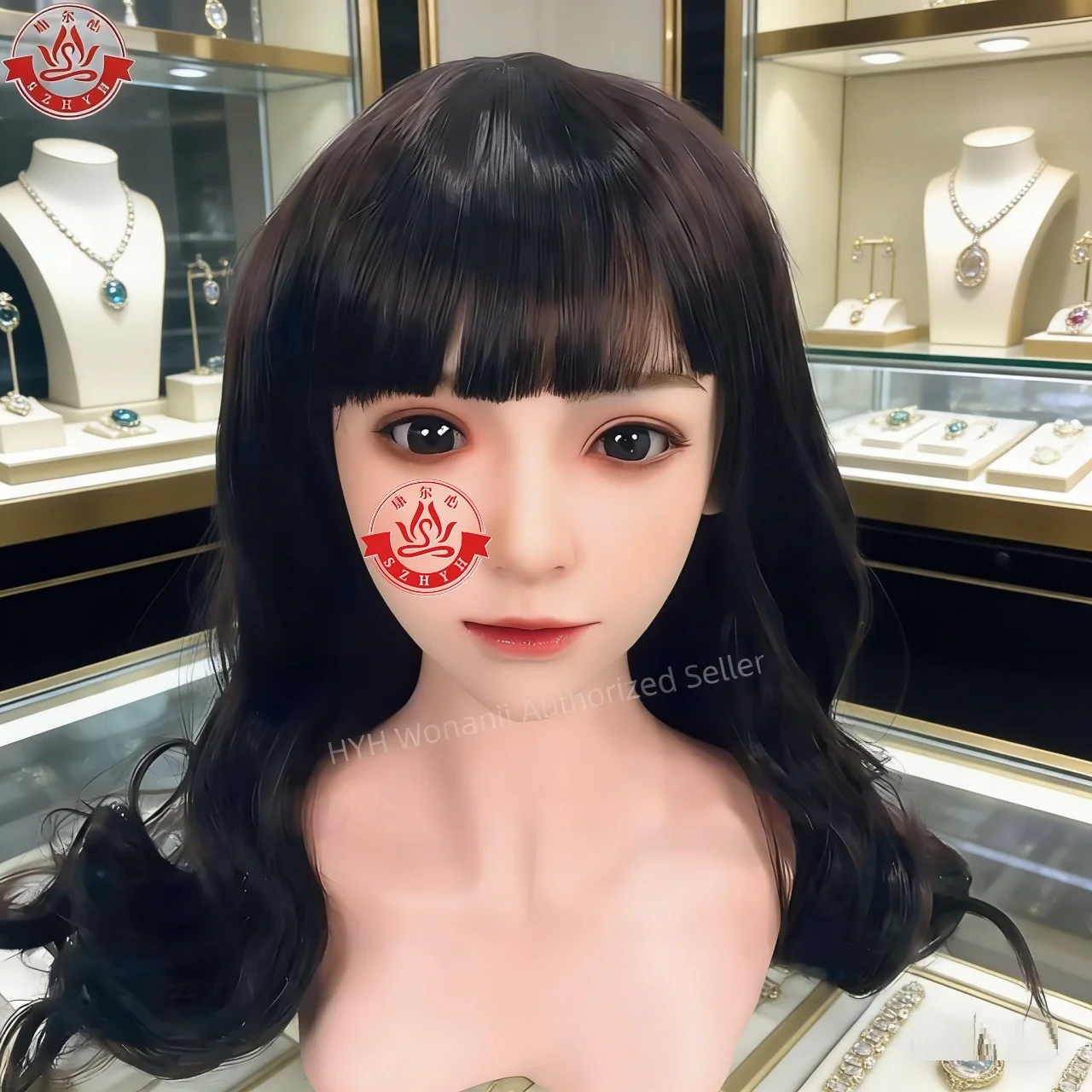 

Wonanii Пищевой силикон с большой головкой HYH-SHB-TS-0015, интерфейс M16 с открытым ртом, зубы, язык, практика макияжа, дизайн прически