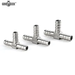 SS304 T type Hose barb Tee 6~25mm Stainless stainless 3 Way T Shaped Co2 Splitter Hose Barb T Barbed Fitting 3 Way hose Adapter