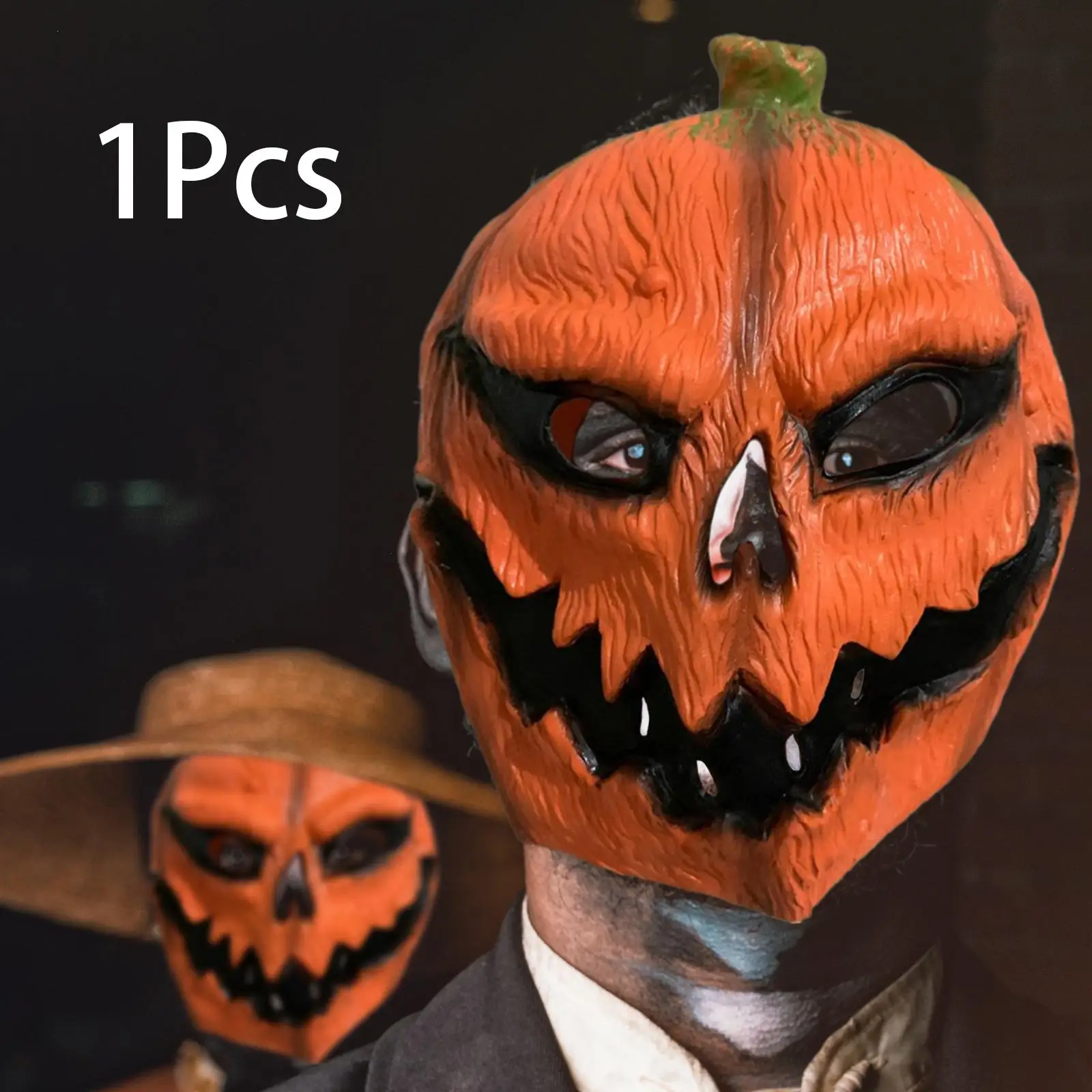 Halloween Mask Horror Mask Fancy Dress Costume Props Cosplay Party Costumes Latex Pumpkin Head Mask for Photo Prop, Easter