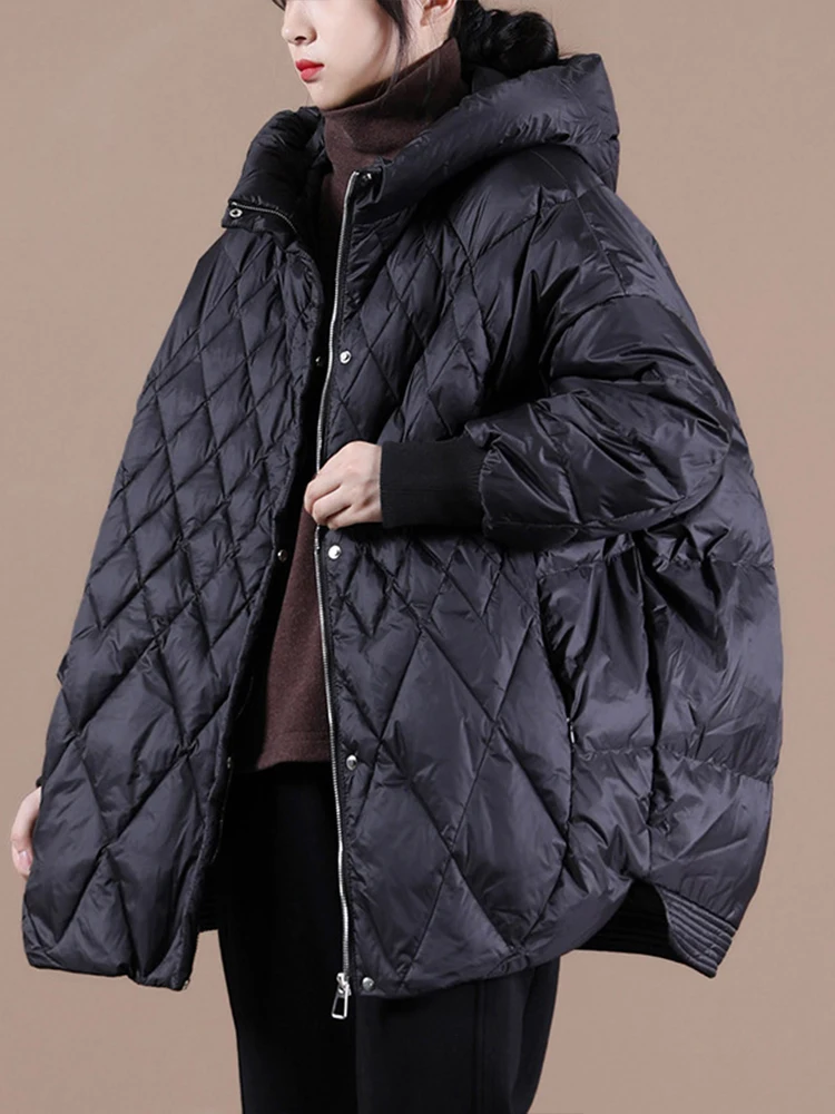 Amax LuluE 韓国冬レディースファッション暖かい特大ダックダウンジャケット女性ルーズカジュアルフード付きコートクラシックスノーパーカー