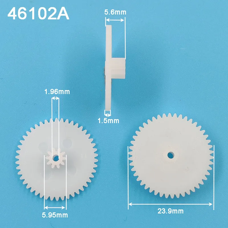 46102A 46102B 46102.5A 46102.5B 0.5M ingranaggio motore OD = 24mm 46 denti + 10 denti 2mm/ 2.5MM foro doppi ingranaggi in plastica 46 + 10 T