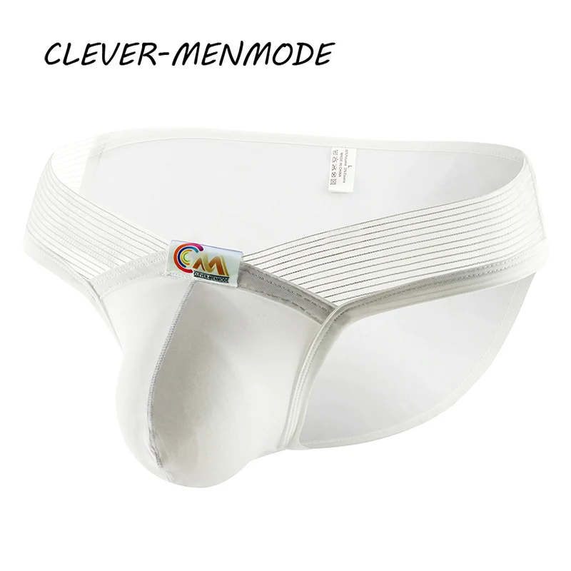 

CLEVER-MENMODE Men's Sexy Briefs Breathable Ice Silk Underwear Bulge Pouch Panties U Convex Panties Rubble Waist Underpants