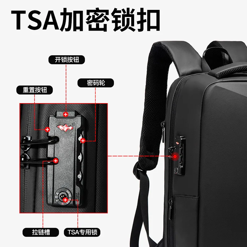 Business Erweiterbar Rucksack Für Männer Laptop TSA Keyless Anti-diebstahl Wasserdichte Schule Rucksäcke Hard Shell USB Reisetasche Neue