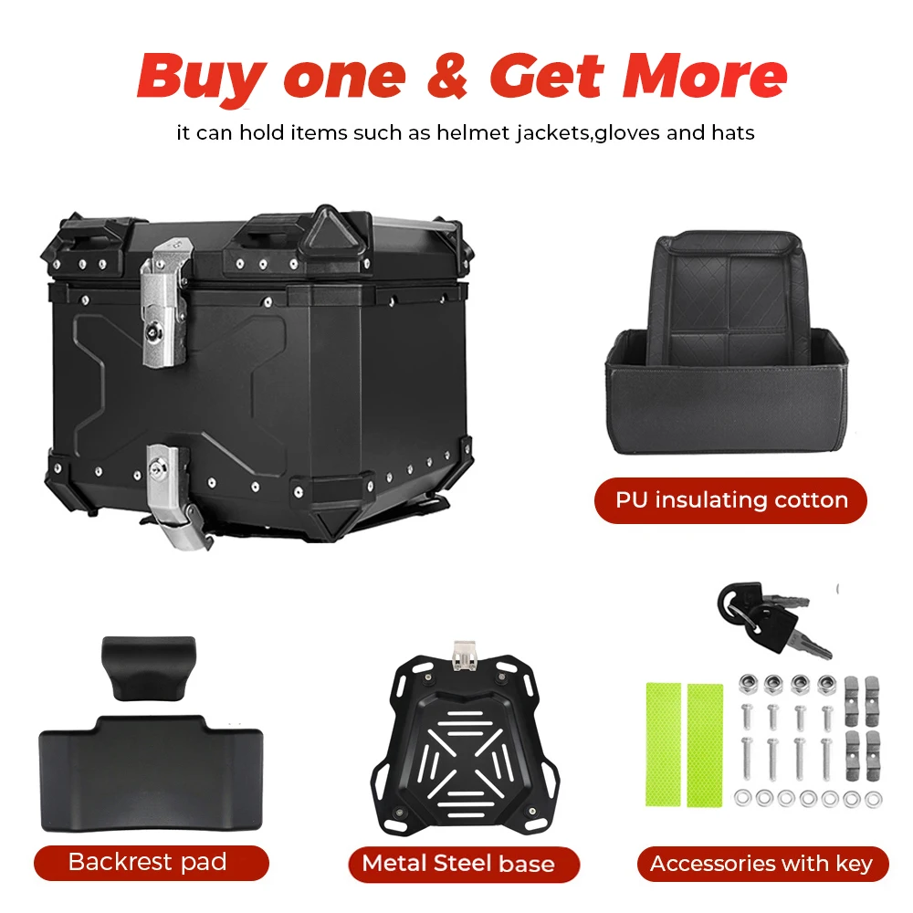 Motorcycle Helmet Box CNC Aluminum Top Tail Rear Luggage Storage