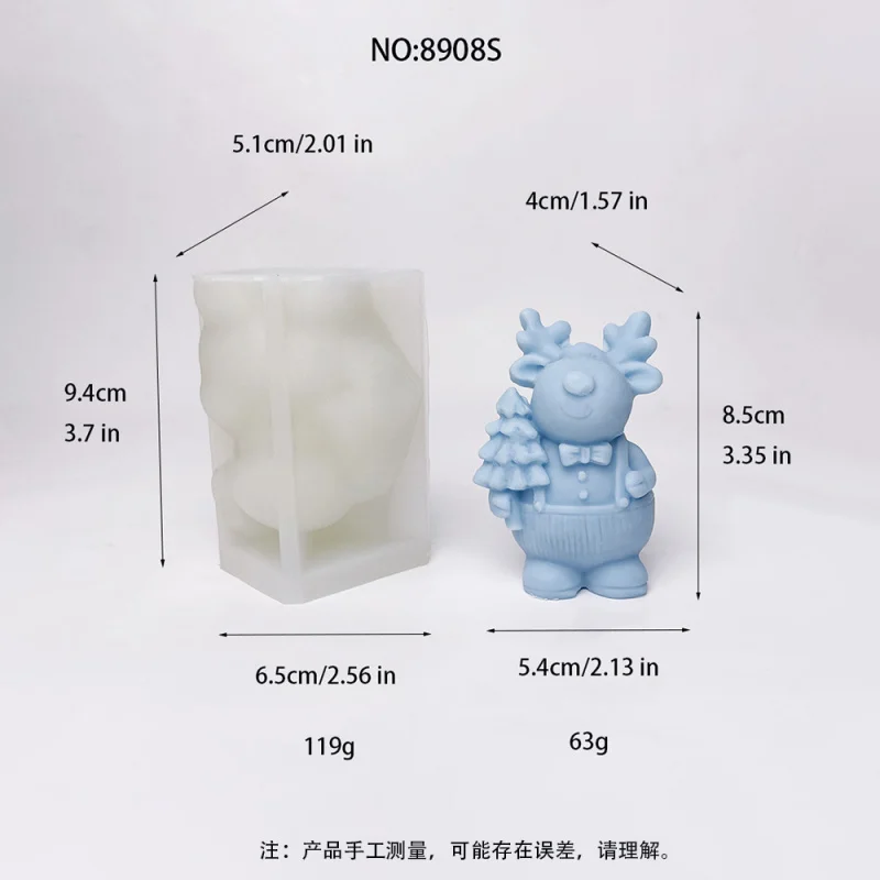 

Handheld Christmas Tree Reindeer Candle Silicone Mold Plaster Mold Aromatherapy Ornament Silicone Mold8908S