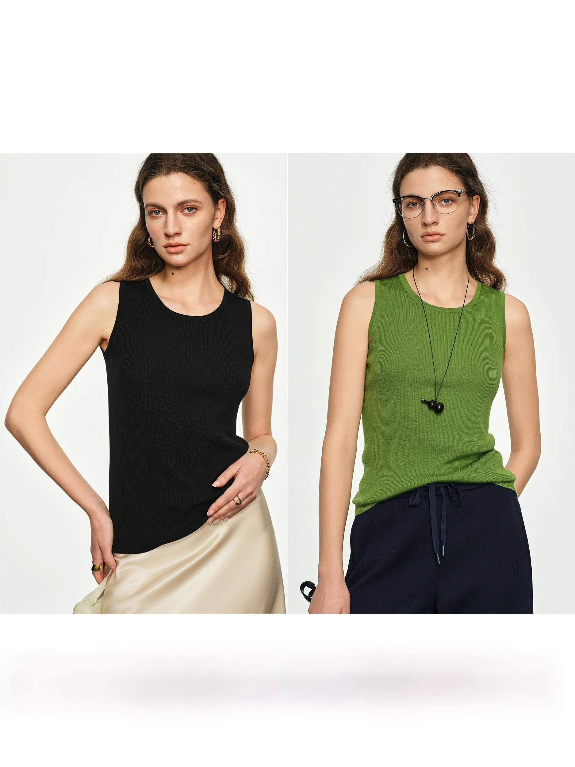 

Женский вязаный шерстяной жилет CA aron, облегающий, с U-образным вырезом, базовый, весенний, модный, универсальный, однотонный