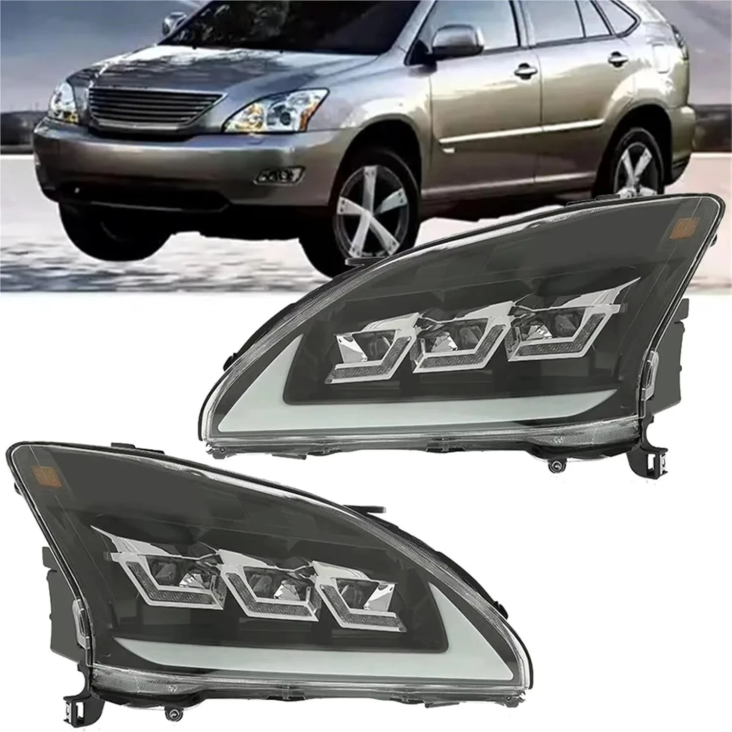 

For New 12V LED Car Headlight for RX350/RX300 2003-2008 25W 6000 Lumens DRL Signal Lights Assembly