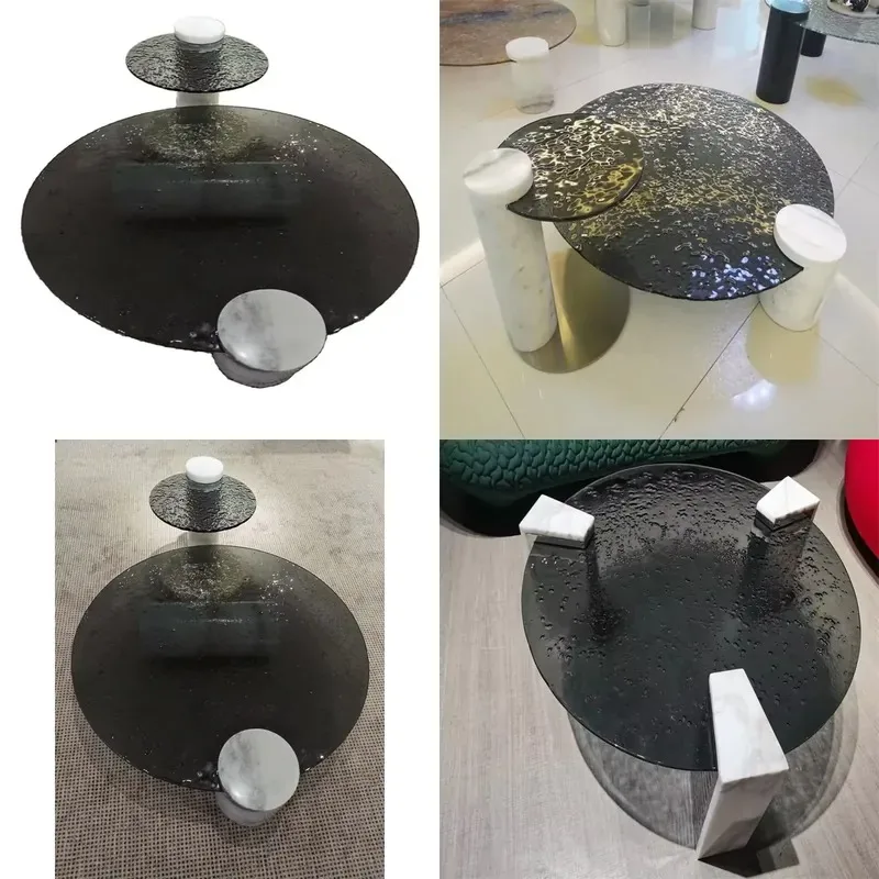 Black custom hot melt tempered glass table with polished surface, suitable for offices, hotels, kitchens, living rooms