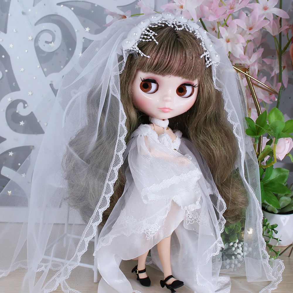 

ICY DBS Blyth Doll Свадебное платье Металлический цвет волос Яркая кожа Глянцевое лицо 30 см BJD Кукла с одеждой для девочек Подарок на фестиваль