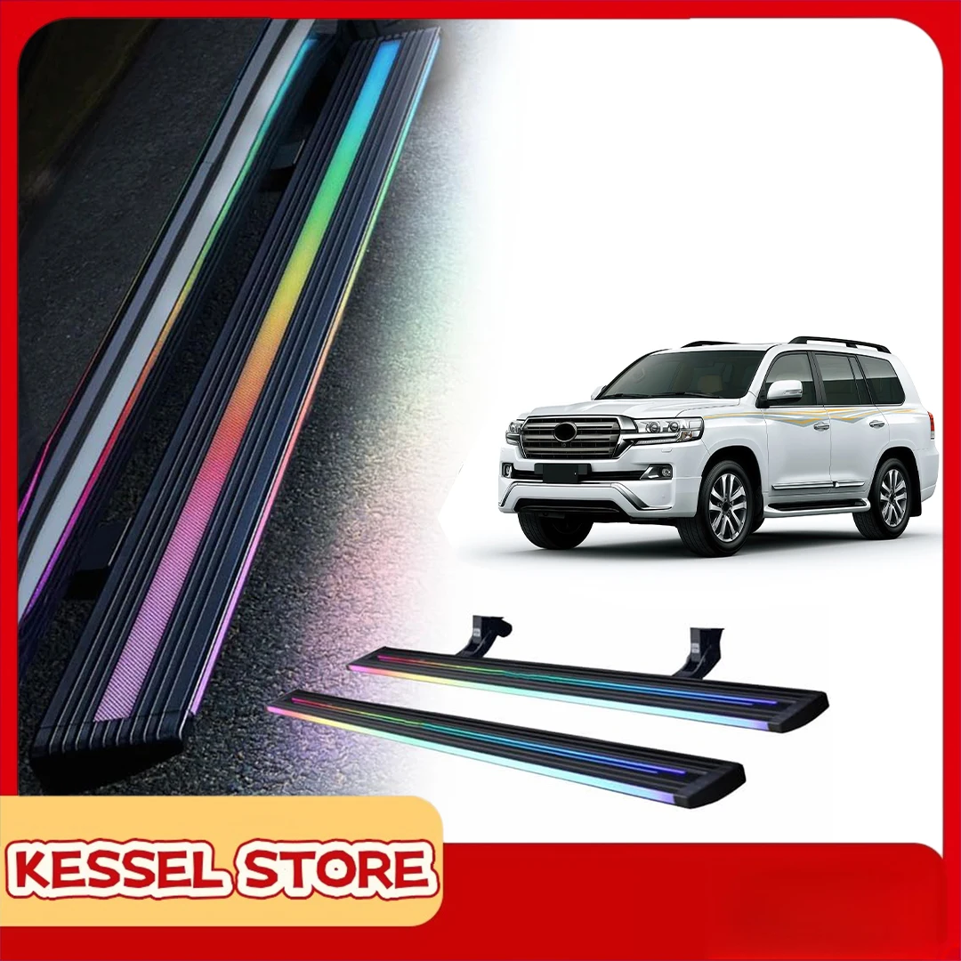 

Электрические выдвижные подножки с LED-подсветкой для Toyota Land Cruiser LC200 2008-2021 годов выпуска.