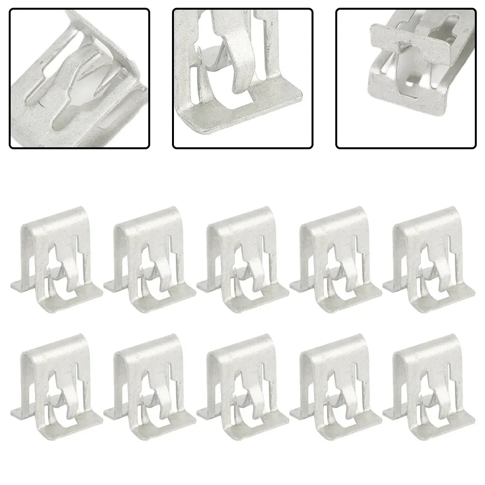 

10pcs Silver Tone Metal Dashboard Retainer Fastener Dash Decoration Clip For Car Console Instrument Retainer Clip Accessories