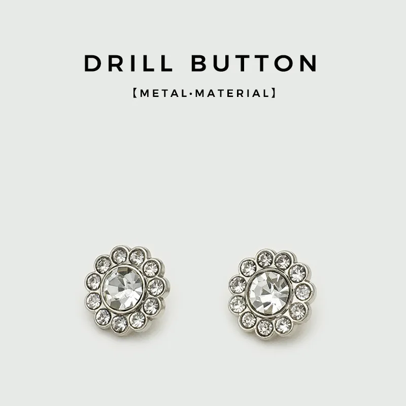 Volle Strass-Metall-Blumen-Ösenknöpfe, runde Knöpfe für Hemden/Blusen, Nähzubehör, Zubehör, 10 Stück, 14 mm – Detail 2