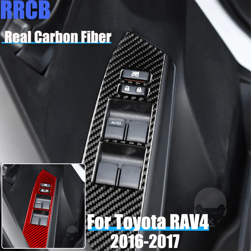 

Настоящее углеродное волокно, автомобильные аксессуары, подъемная панель двери, окна, декоративная мягкая наклейка на чехол для Toyota RAV4 2016-2017