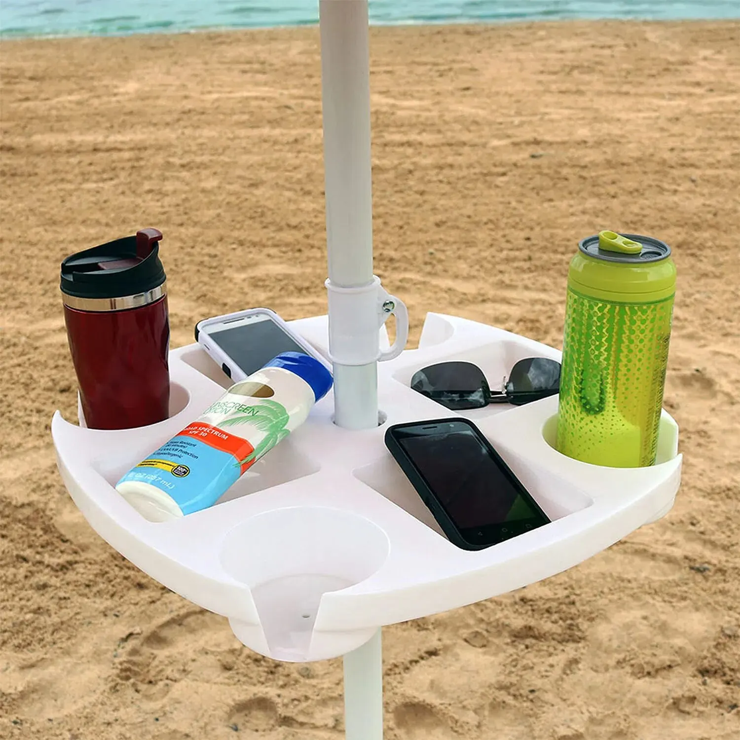 CYBeach Umbrella Umbrella Tray, with 4 Cup Holders and 4 Snack Grids, Suitable for Beaches, Terraces, Gardens and Swimming Pools