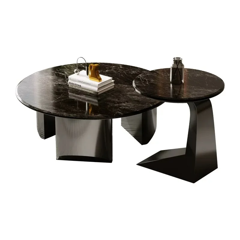 

Light luxury modern marble luxury stone living room creative round coffee table