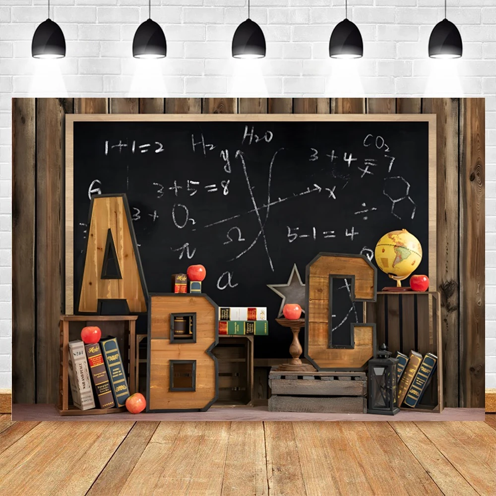 Back to School Photography Backdrop Children First Day of Preschool Chalkboard Classroom Teacher Student Party Photo Background
