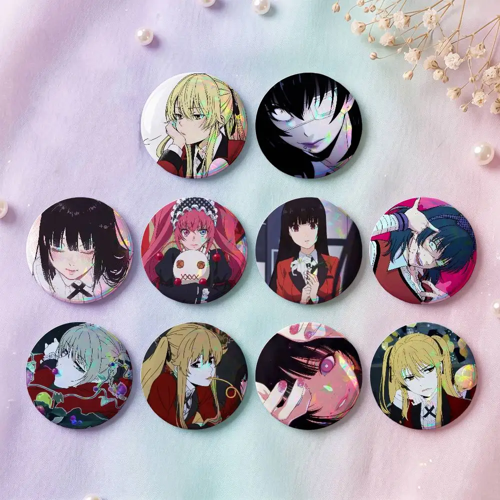 Anime K-Kakegurui Yumeko Jabami Badges Button Round Creative Pin Brooch Badge Bag Decor Accessories Fans Collect Friends Gifts