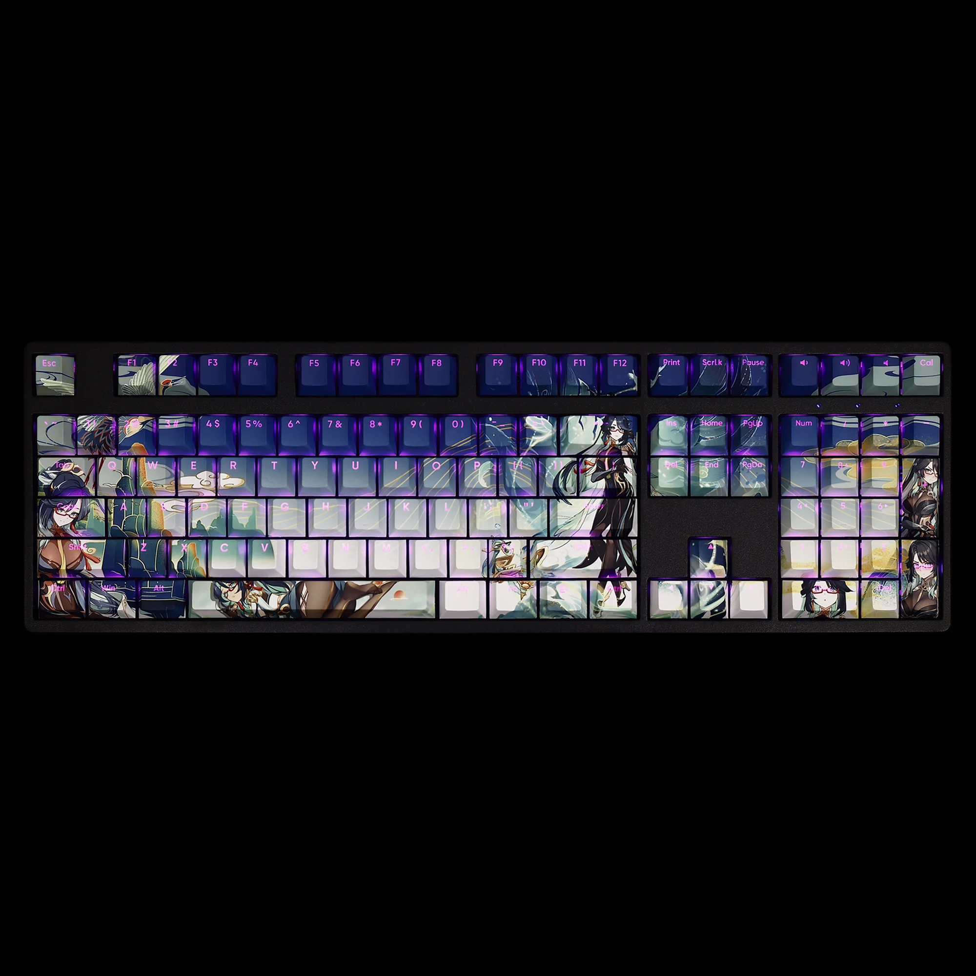 Genshin Impact Xianyun Anime Key Caps Game Cosplay Props PBT Transparent 108 Keycaps Computer Keyboard Accessorie