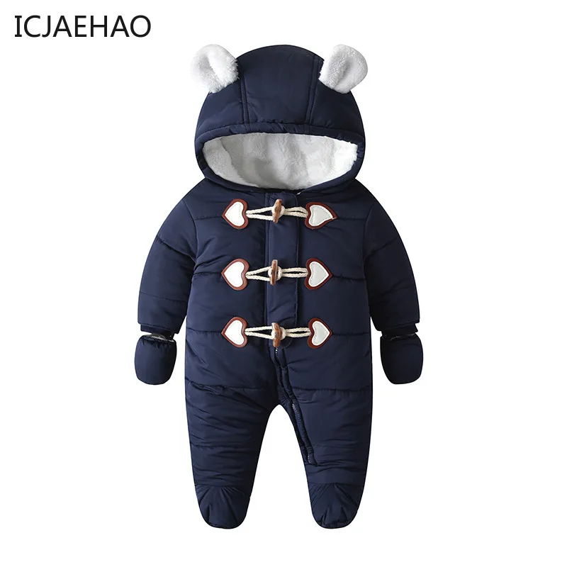 2024 Boys Snow Infant Baby Girls Boys Winter Romper Coats Hooded Newborn Snowsuit Jumpsuit Down Coat Jackets Jumpsuit Bodysuit