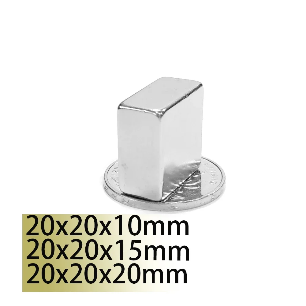 

N35 20x20x10 20x20x15 20x20x20 Neodymium Bar Block Strong Motor Magnets Search Magnetic Bar Ndfeb Square Project Fridge 20x20