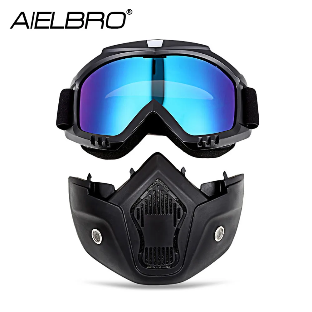 Mask Men Windproof Snowboard Goggles Skiing Glasses Motorcycle Glasses With Face Mask Protection UV Protection Women Glasses