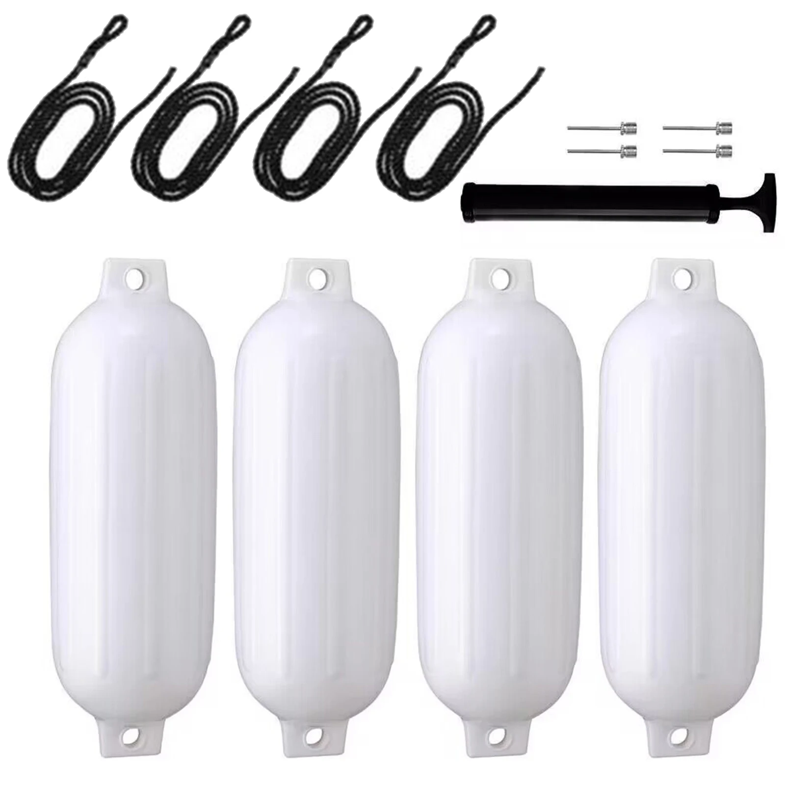 

4x Marine Boat Fenders for Docking Yacht sailing boat Anchor Buoy Shield Protection 11x40cm Boat Fender Bumpers with 4 Ropes