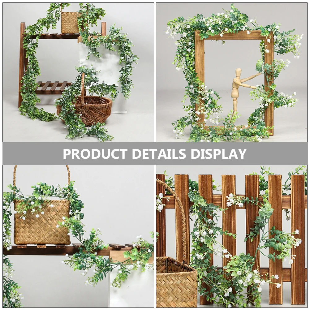 

2pcs Artificial Hanging Eucalyptus Vine Fake Green Plants Wall Door Decor Simulation Leaf Garland Faux Rattan Adorn Home Party