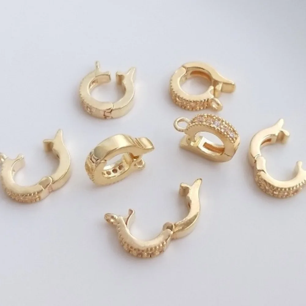 

Copper Clasps 14K Gold Color Zirconium Universal Pendant Buckle Pearl Jade Crystal Necklace Buckle DIY Jewelry Buckle Accessorie