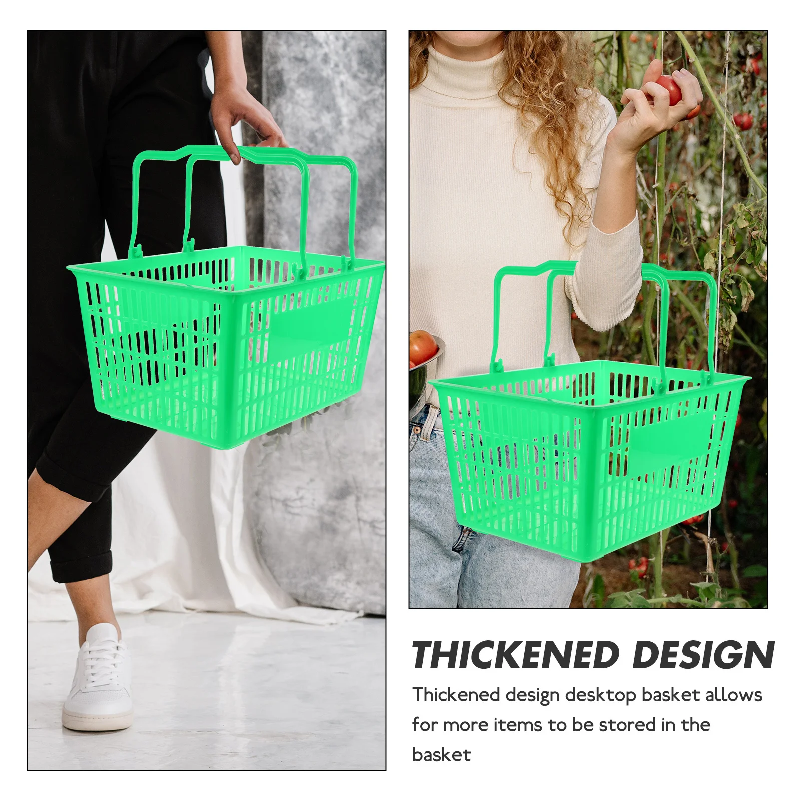 

Thickened Desktop Basket Heavy Duty Plastic Grocery Basket With Handle Storage Organizer For Fruits Snacks Cosmetics