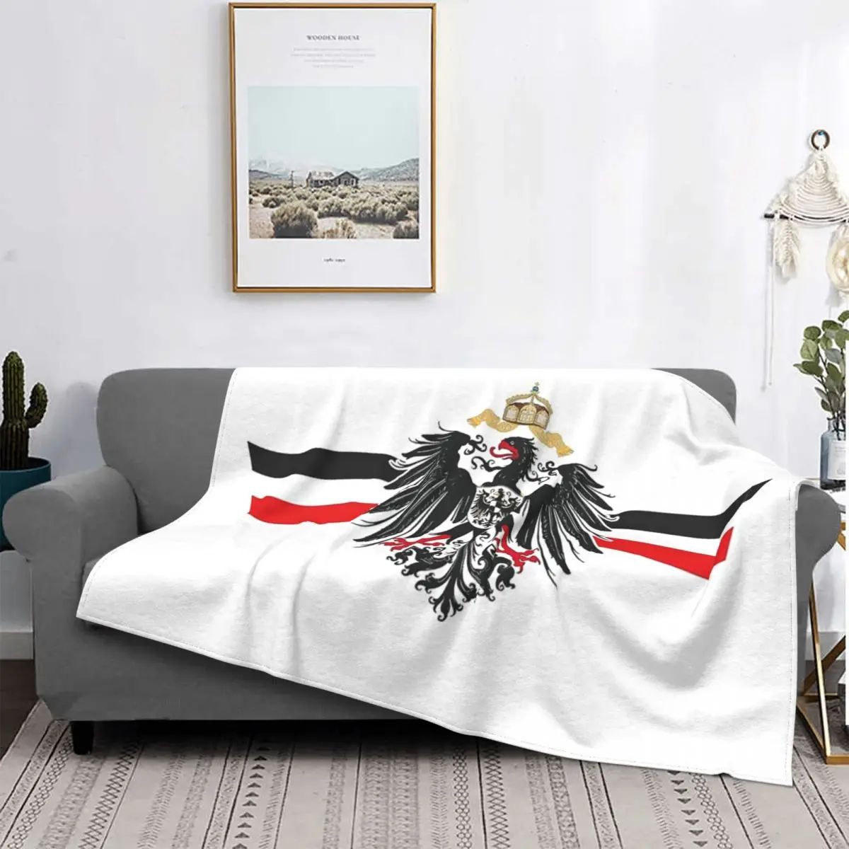 German Empire Flag Imperial Eagle Blanket Germany Wool Throw Blanket Airplane Travel Decoration Ultra-Soft Warm Bedspreads