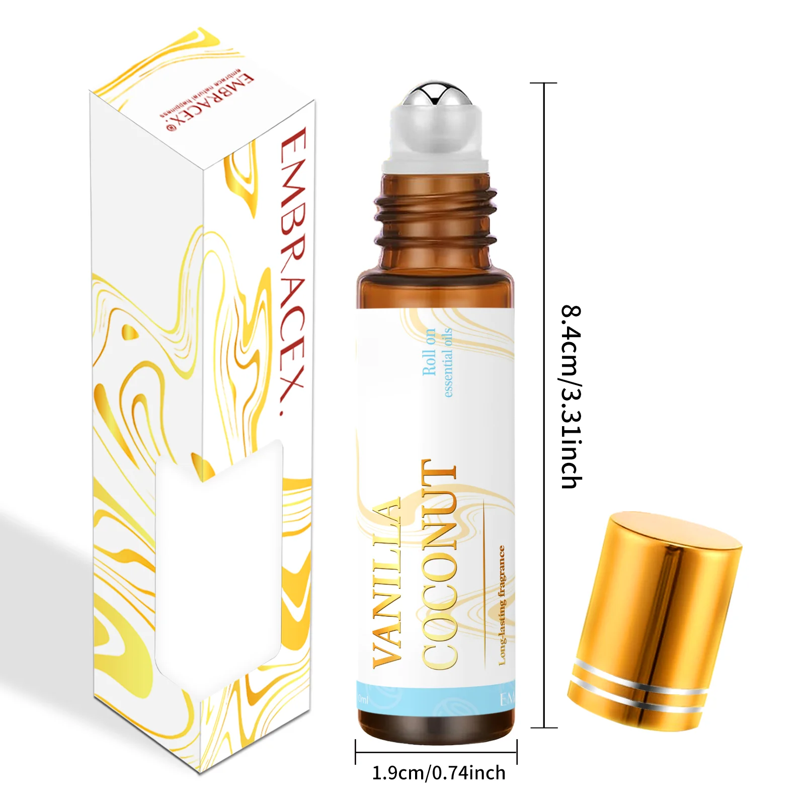 3PC 10ml Profumi di cocco vaniglia Oli essenziali Rullo profumo di fragranza di lusso importato originale mini profumo di marca