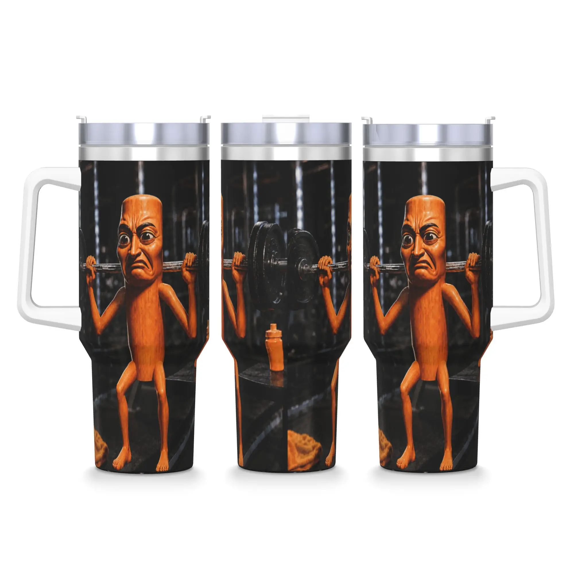 Disgusting Gym Tung Tung Sahur Workout Meme Humor Fitness Stainless Steel Tumbler Travel Car Mugs Coffee Mug Tea Water Bottle